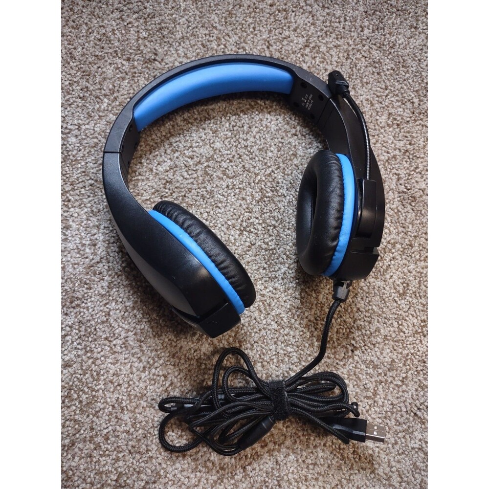 GTRACING F1 Gaming Headset USB LED Blue Black Wired Mic PC PS4